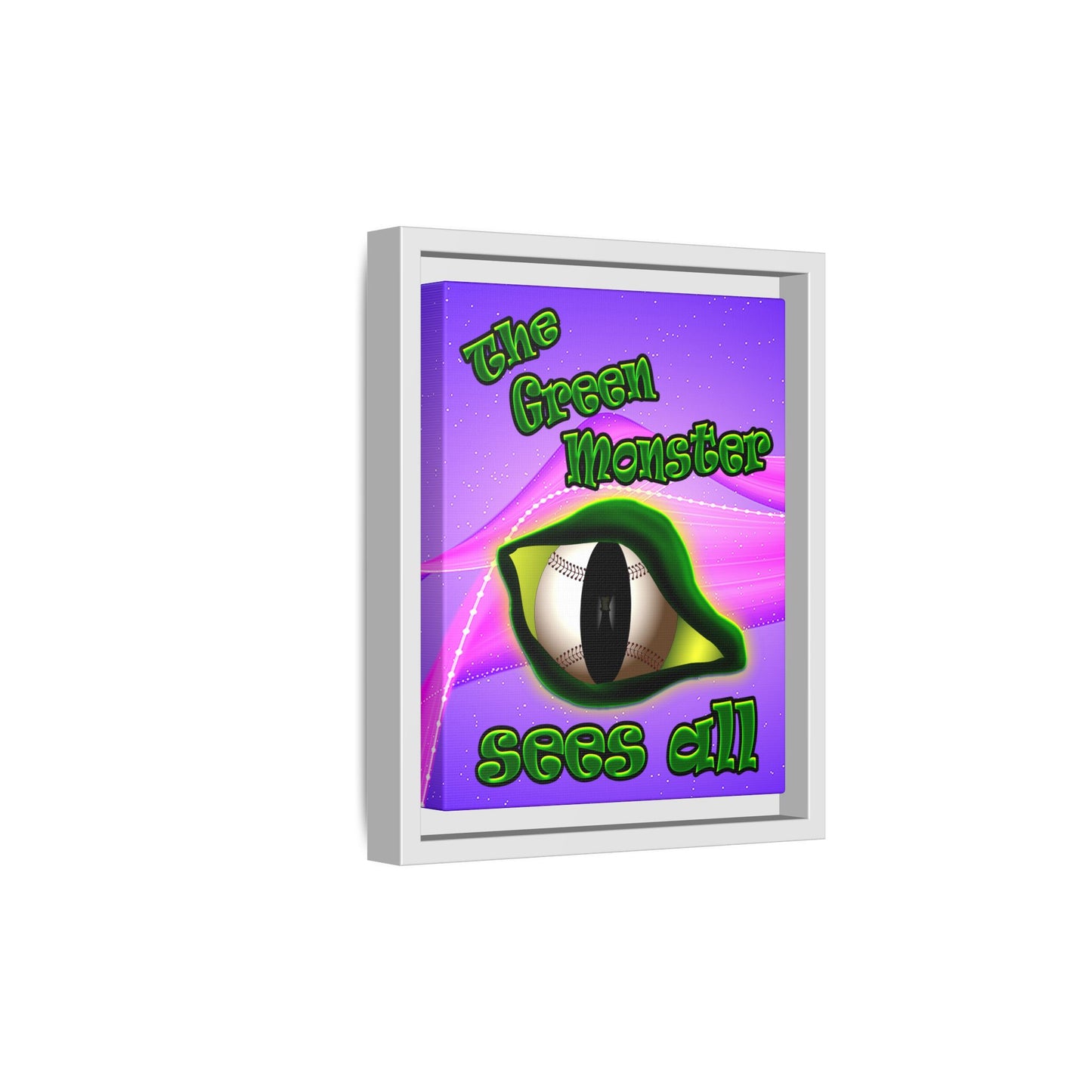 green monster - framed canvas art (purple-pink wave)