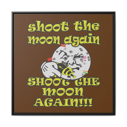 shoot the moon again - framed canvas art (brown)