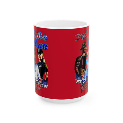 rw&b lives matter - White Mug (dark red)