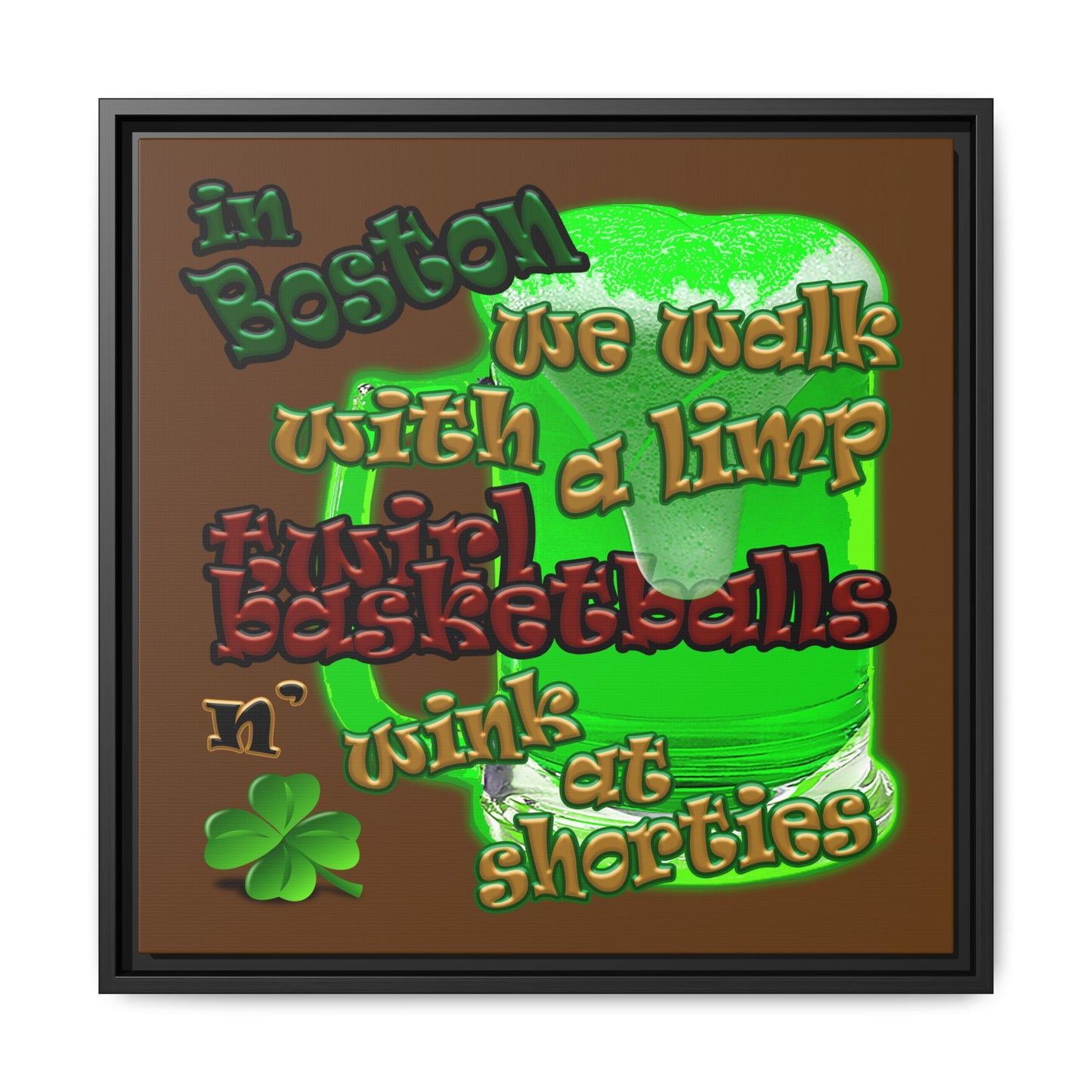 celtics logo - framed canvas art (brown)