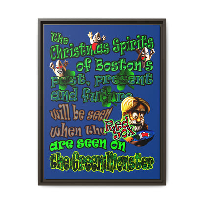 christmas spirits of boston - framed canvas art (dark blue)