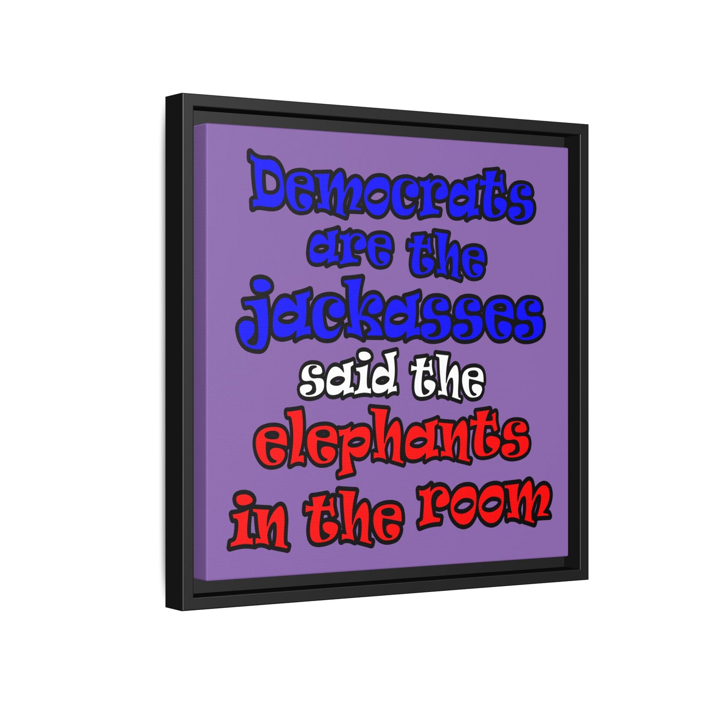 donkeys and elephants - framed canvas art (light purple)