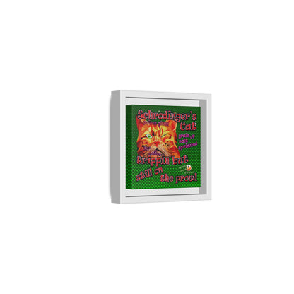 schrodinger's cat - framed canvas art (logo green)