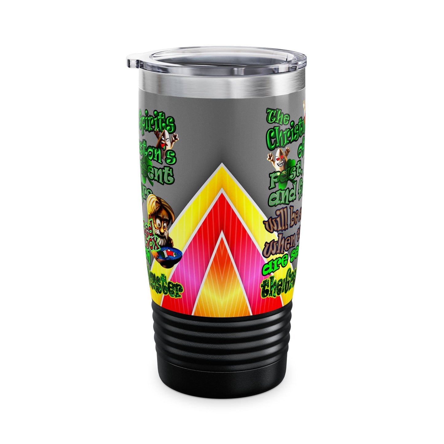 christmas spirits of boston - Ringneck Tumbler, 20oz (rainbow split)