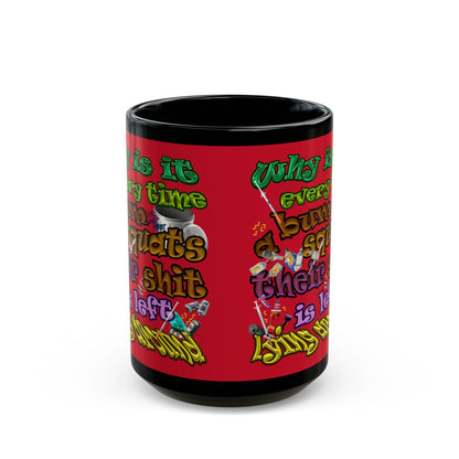 the bum's shit - Black Mug (dark red)