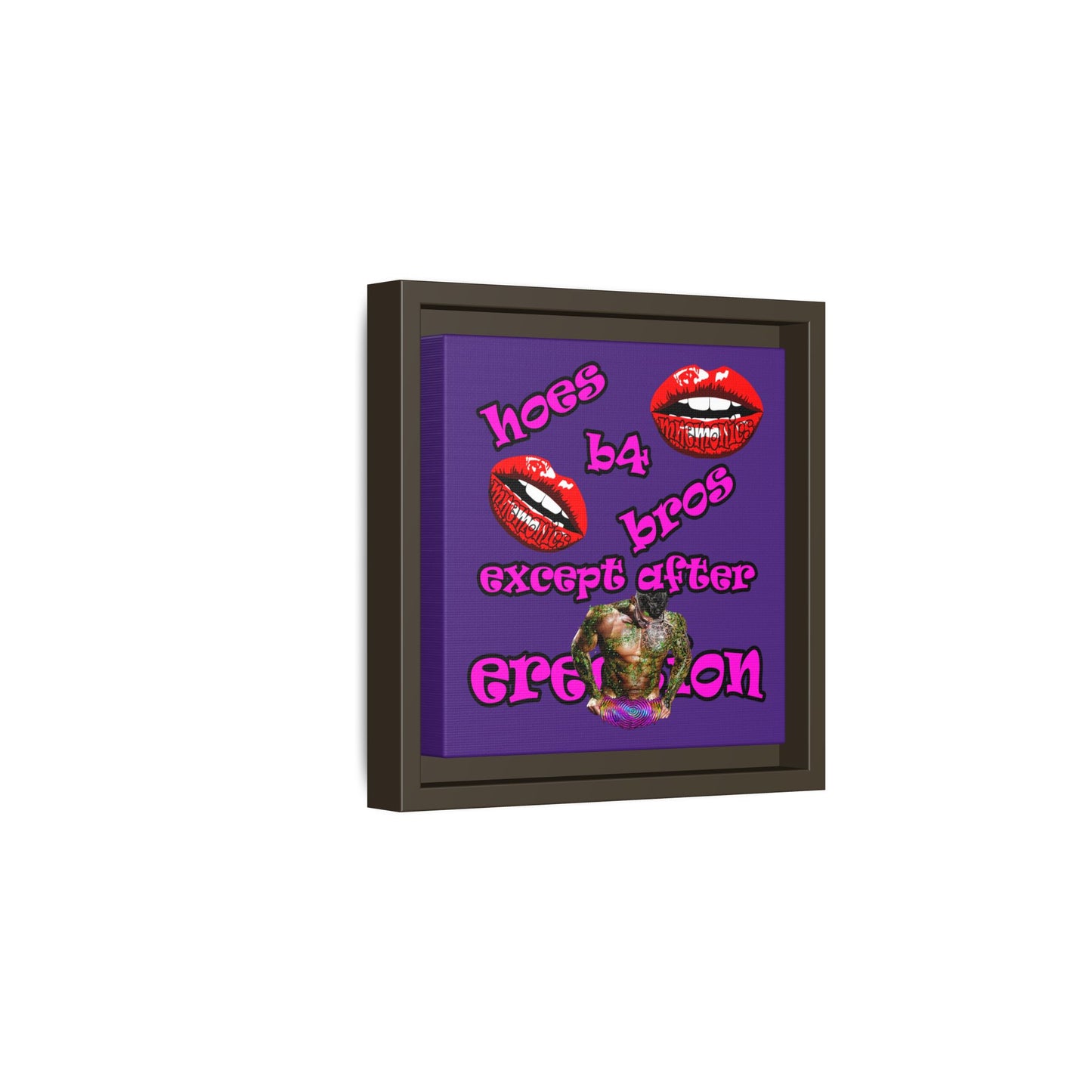 hoes b4 bros - framed canvas art (purple)