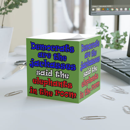 donkeys and elephants - note cube (green)