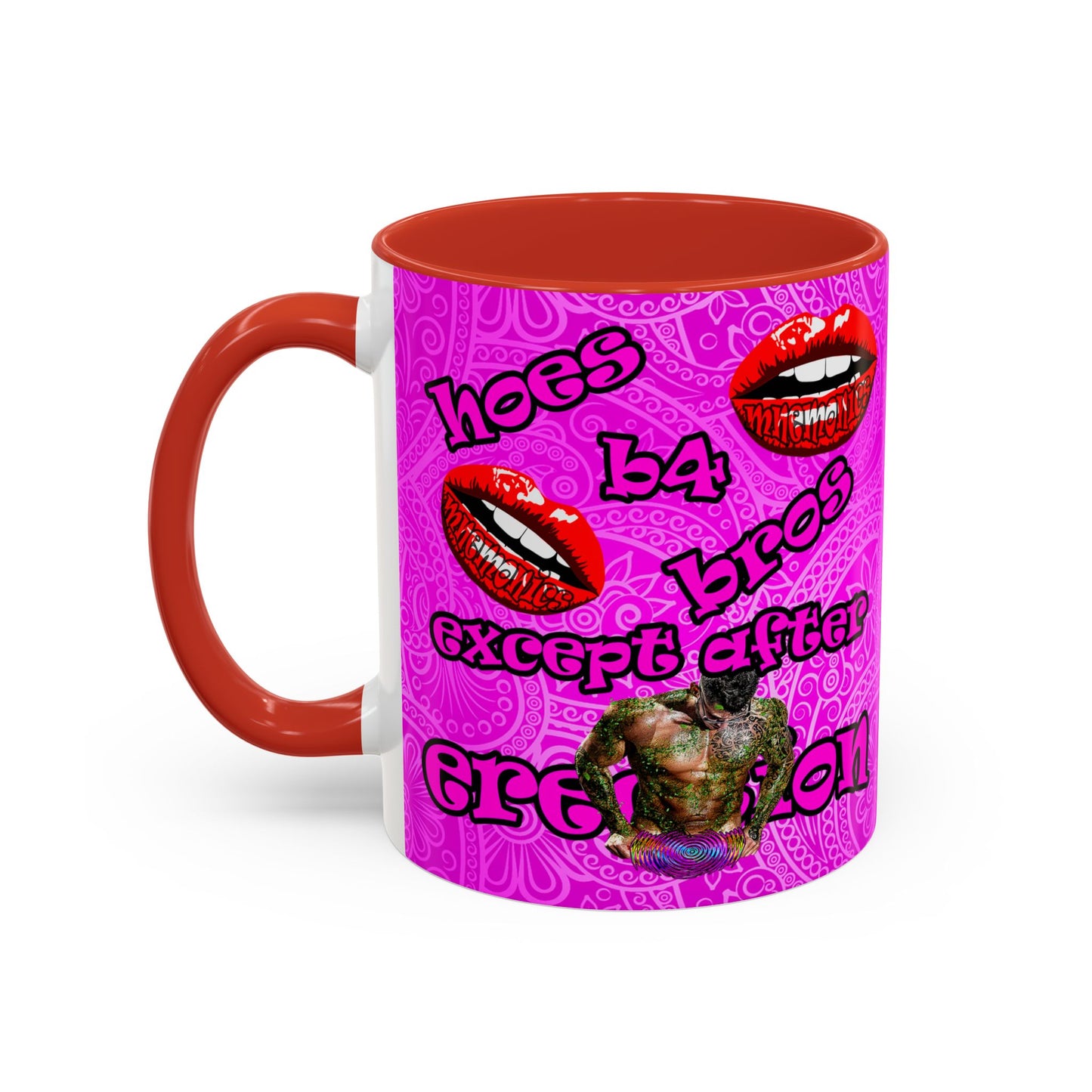 hoes b4 bros - Accent Mug (pink swirl)