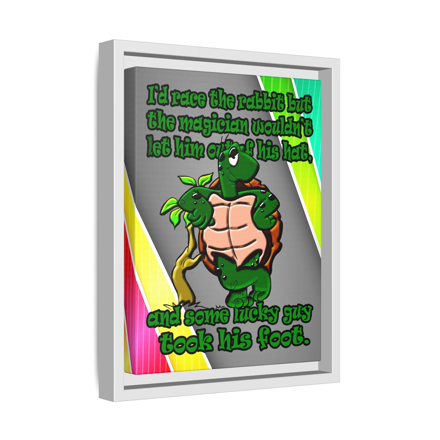 turtle race - framed canvas art (rainbow split)