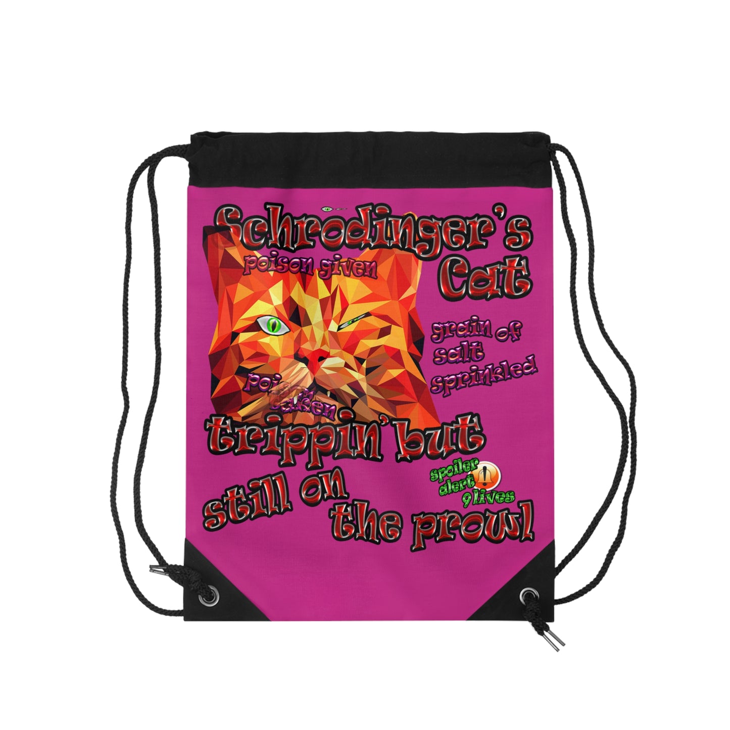 schrodinger's cat - Drawstring Bag (pink)