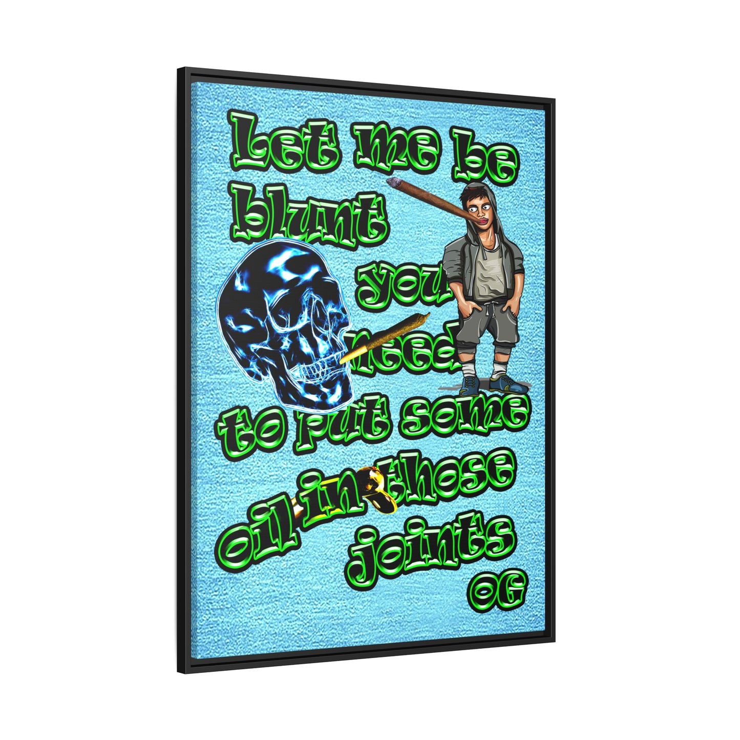og - framed canvas art (faded blue)