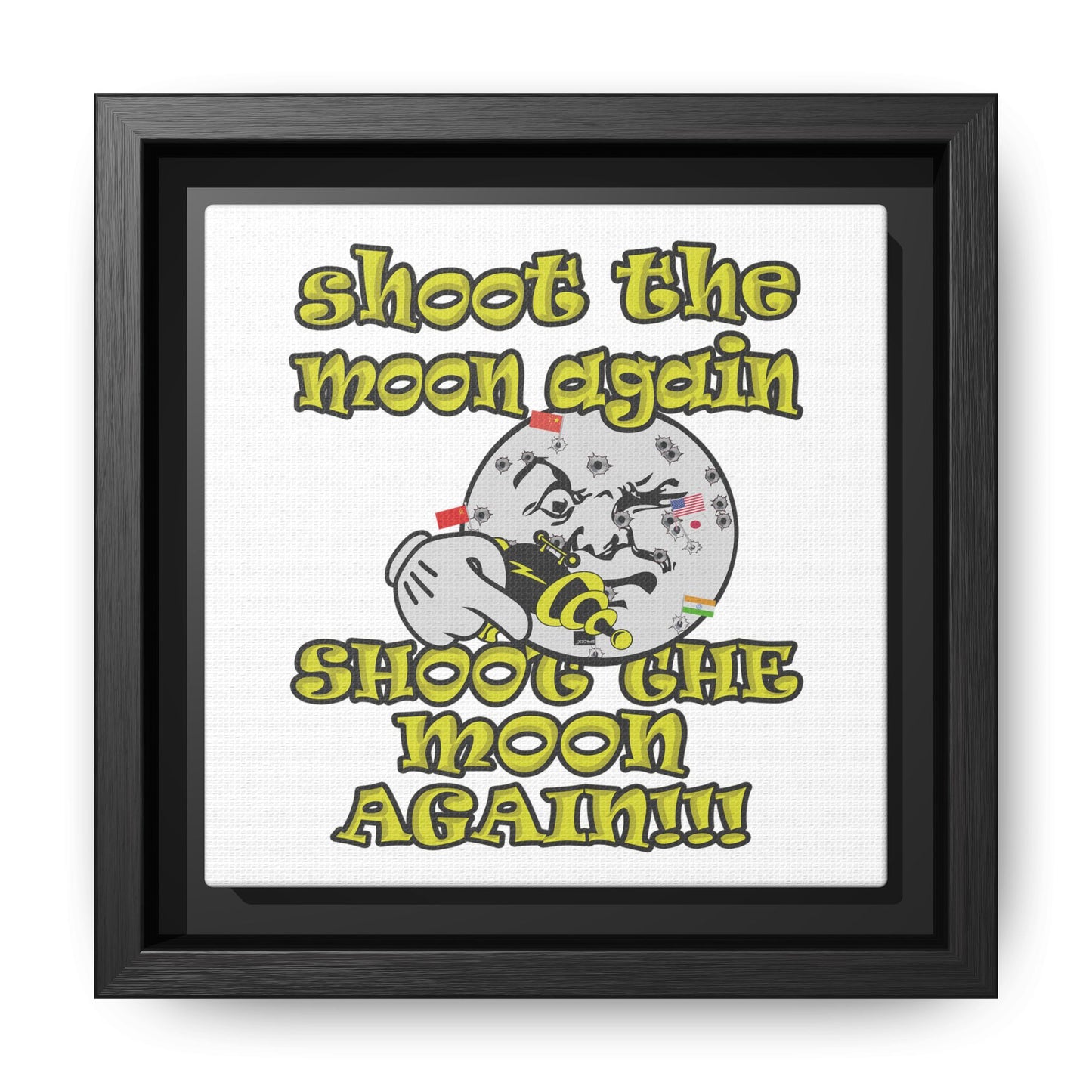 shoot the moon again - framed canvas art (white)