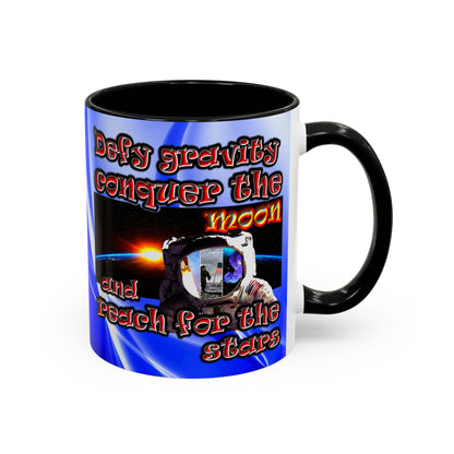 defy conquer reach - Accent Mug (blue-white wave)