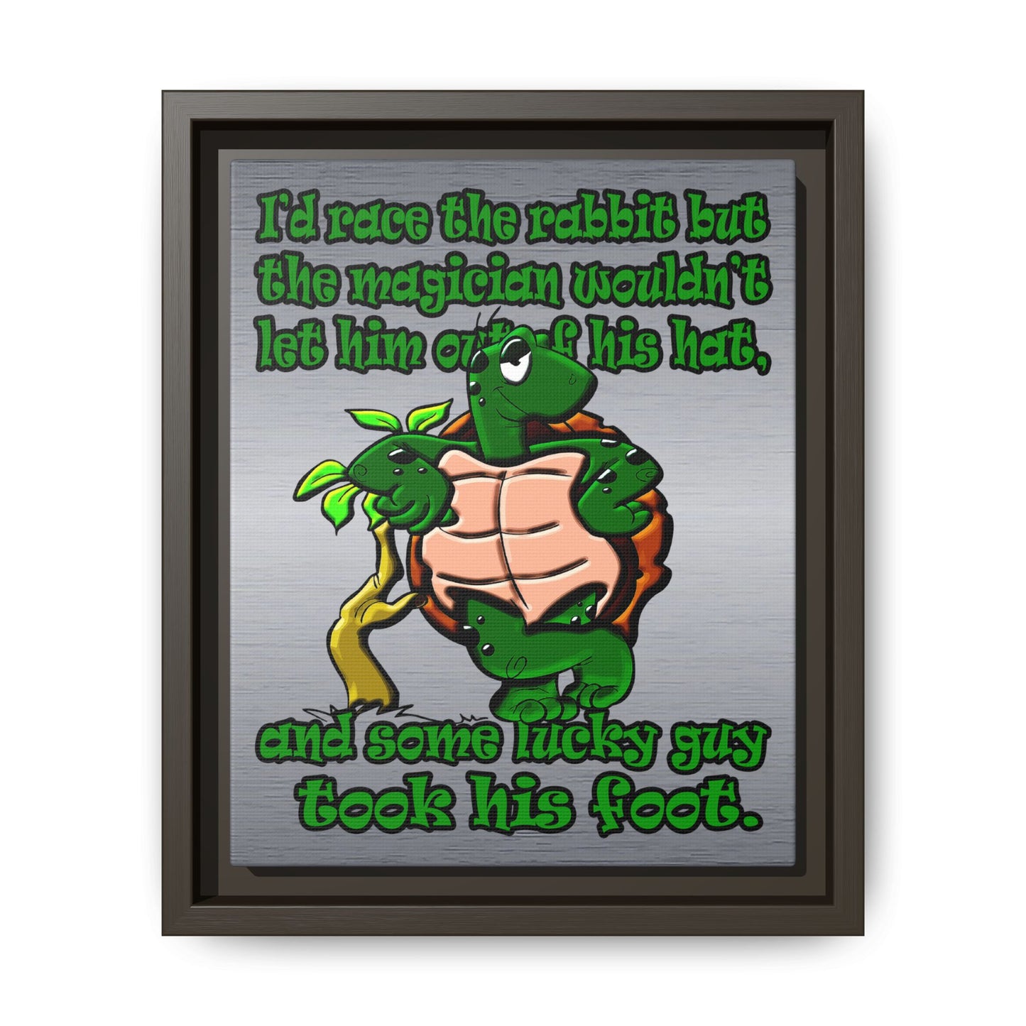 turtle race - framed canvas art (brushed nickel)