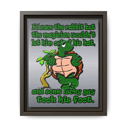 turtle race - framed canvas art (brushed nickel)
