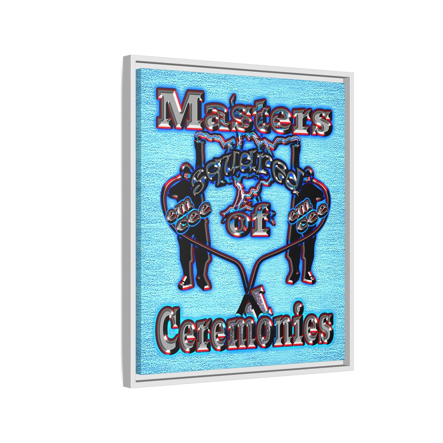 em cee squared - framed canvas art (faded blue)