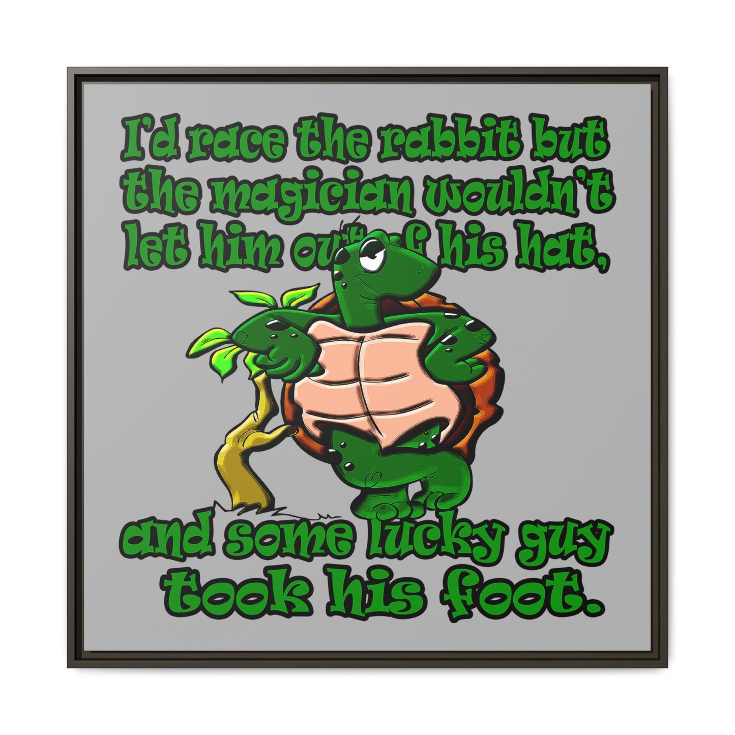 turtle race - framed canvas art (light grey)