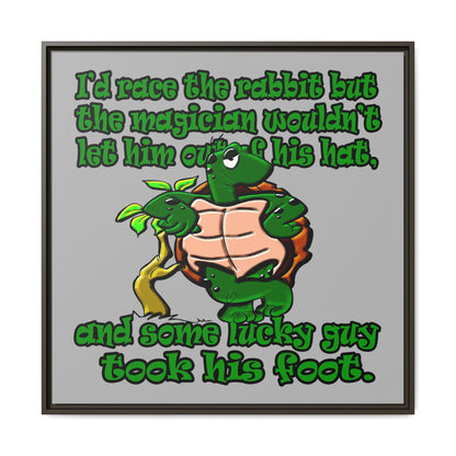 turtle race - framed canvas art (light grey)