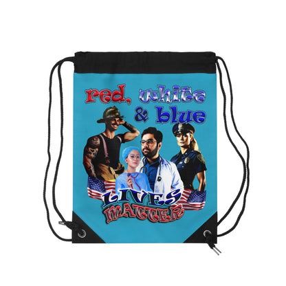 rw&b lives matter - Drawstring Bag (turquoise)