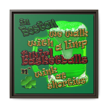 celtics logo - framed canvas art (dark green)