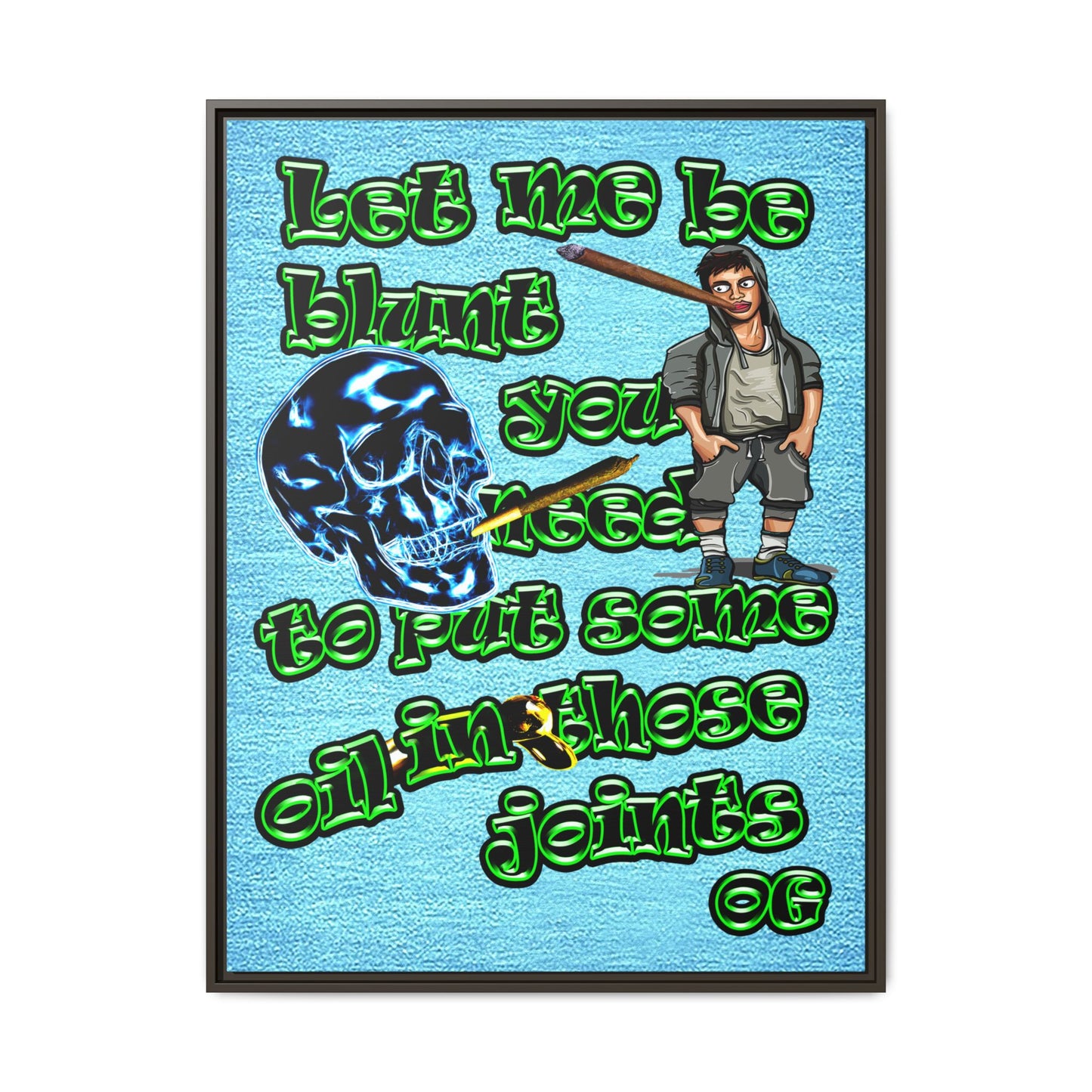 og - framed canvas art (faded blue)