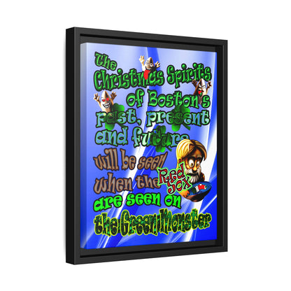 christmas spirits of boston - framed canvas art (blue-white wave)