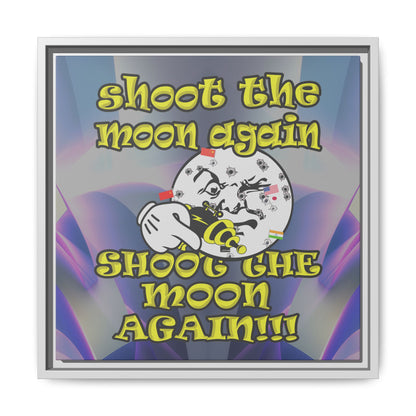 shoot the moon again - framed canvas art (grey-pink wave)