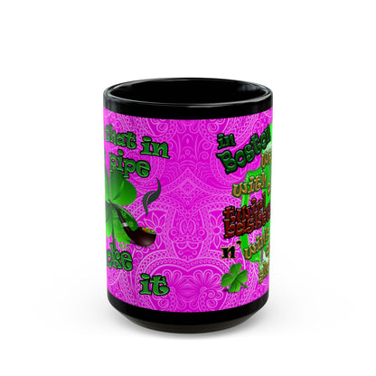 celtics logo - Black Mug (pink swirl)