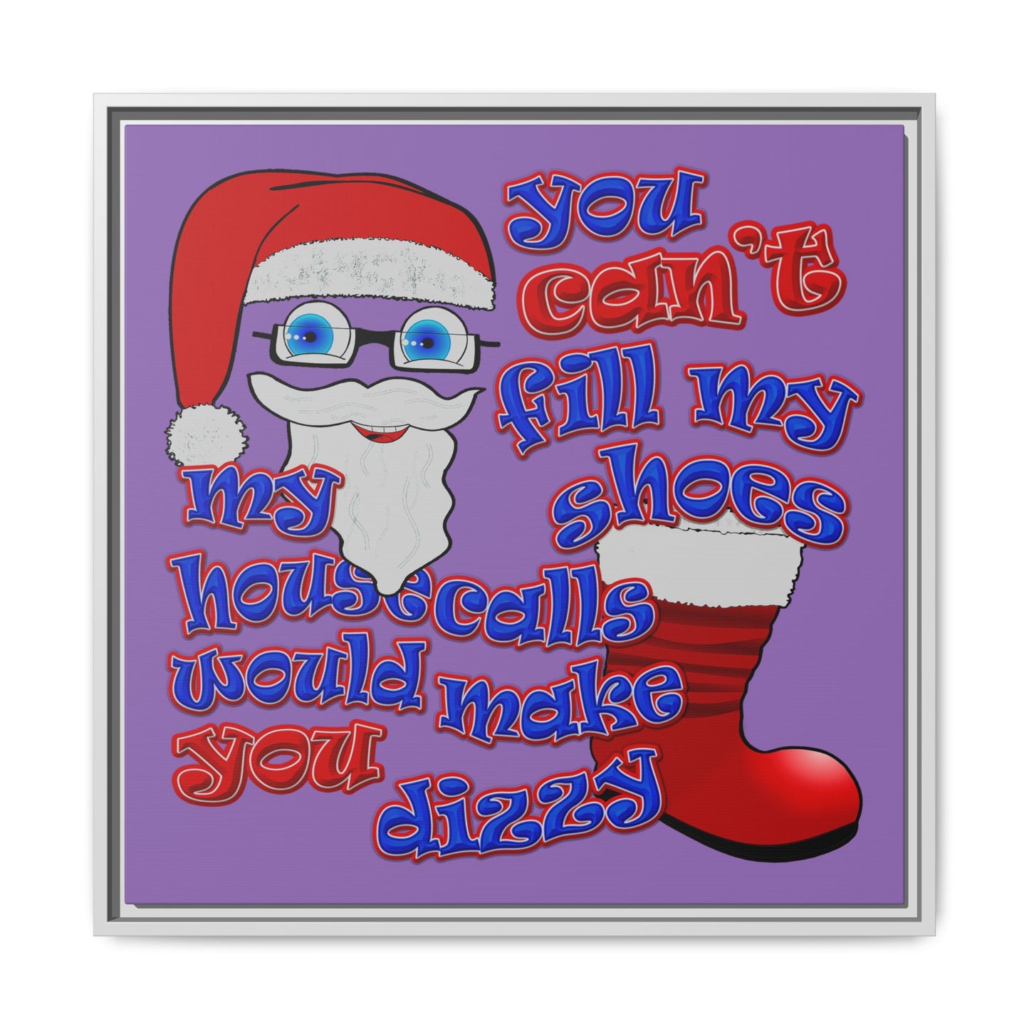 santa's shoes - framed canvas art (light purple)