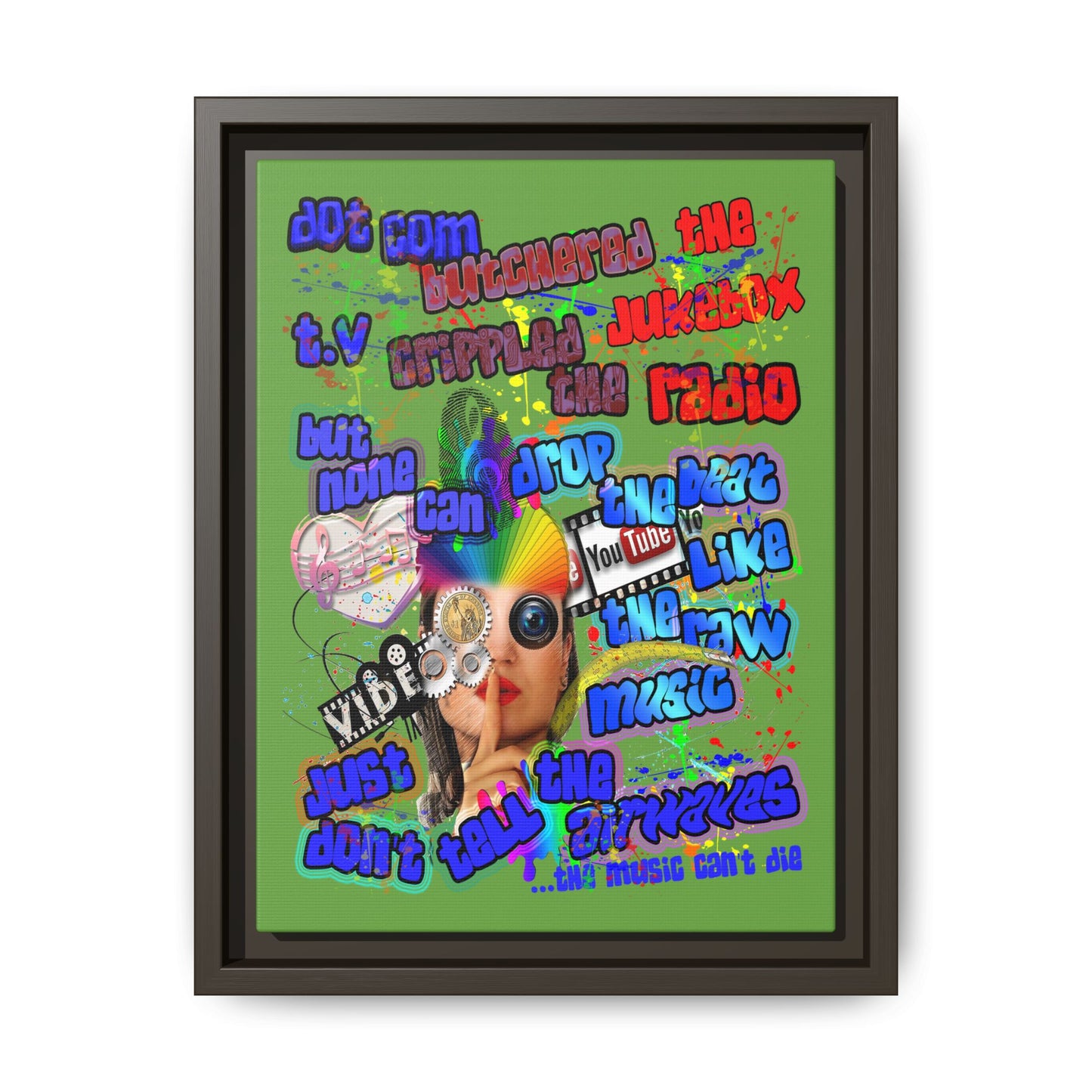 drop the beat - framed canvas art (green)