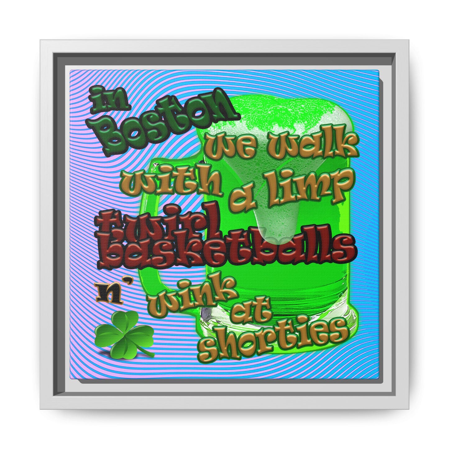 celtics logo - framed canvas art (light blue-purple wave)