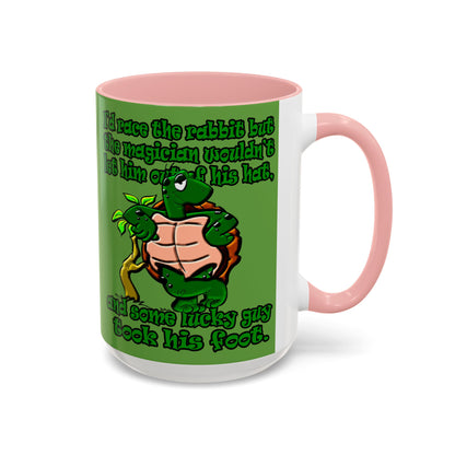 turtle race - Accent Mug (green)