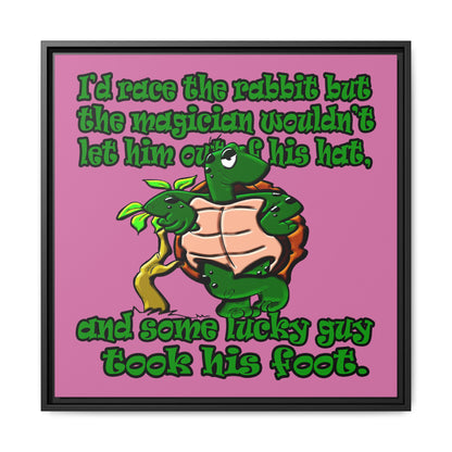 turtle race - framed canvas art (light pink)