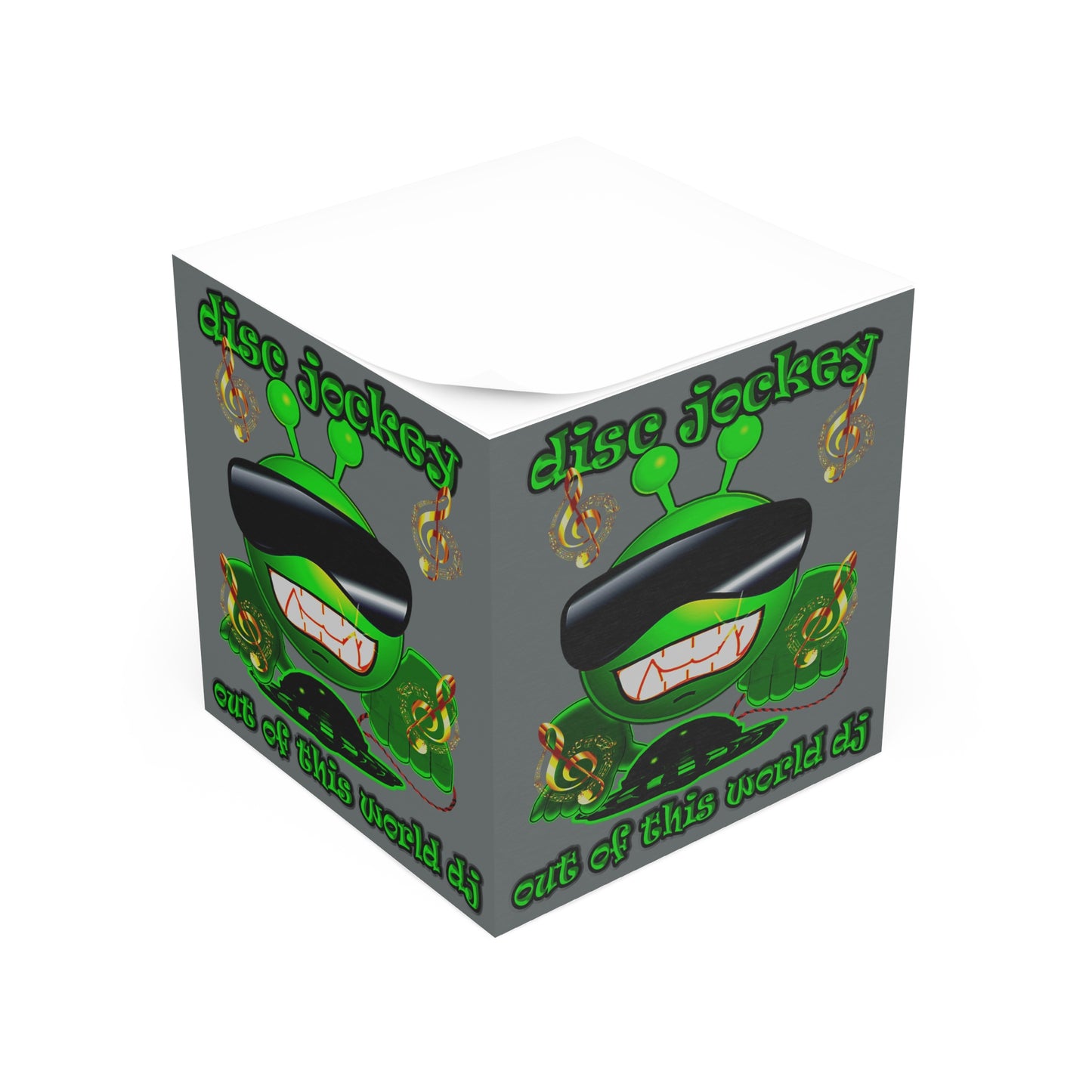 disc jockey - note cube (dark grey)