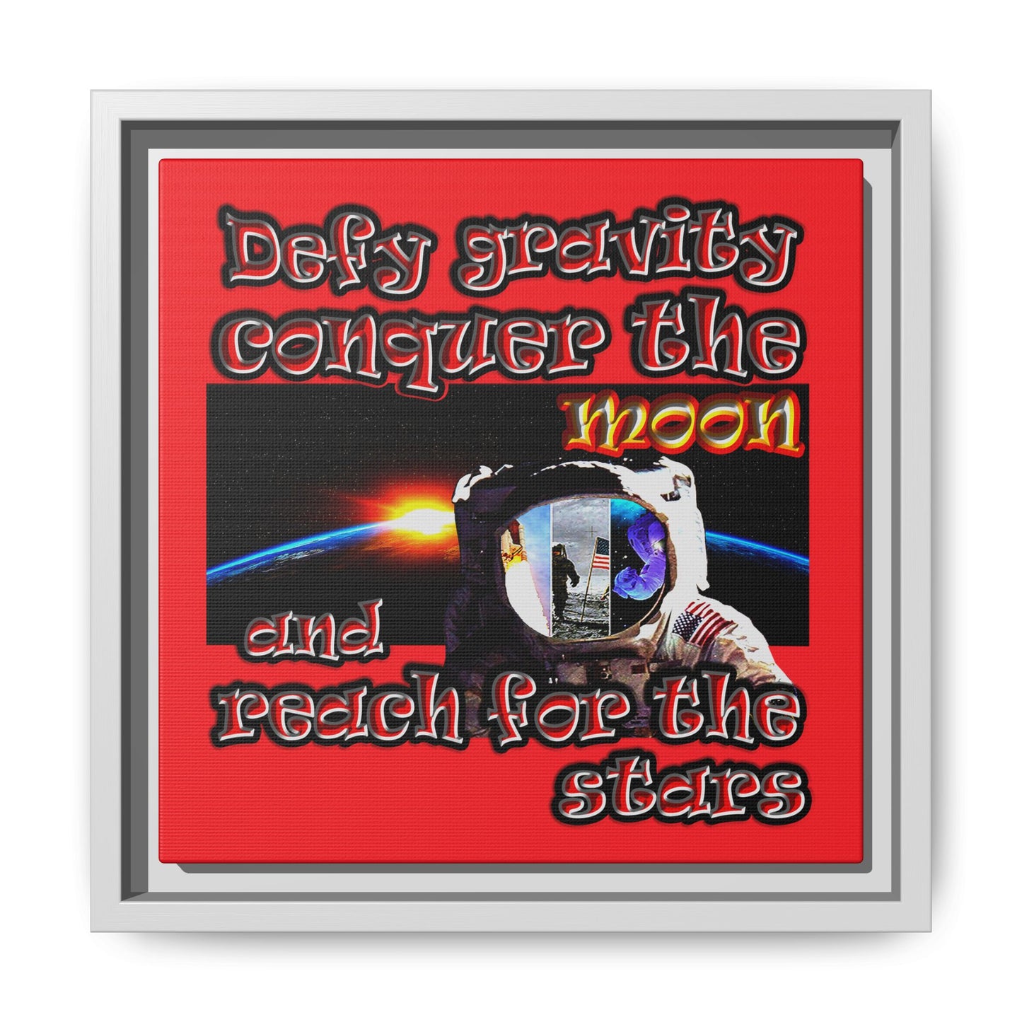 defy conquer reach - framed canvas art (red)