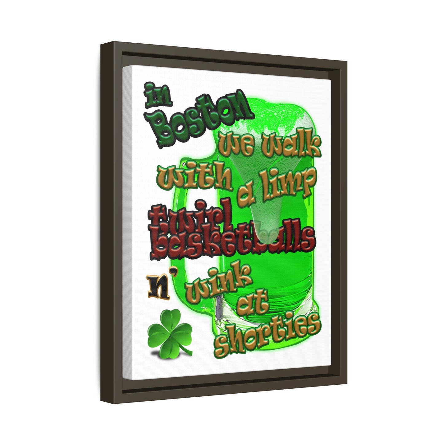 celtics logo - framed canvas art (white)