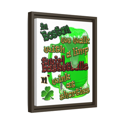 celtics logo - framed canvas art (white)