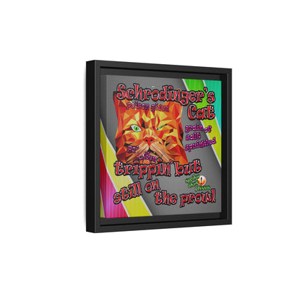 schrodinger's cat - framed canvas art (rainbow split)