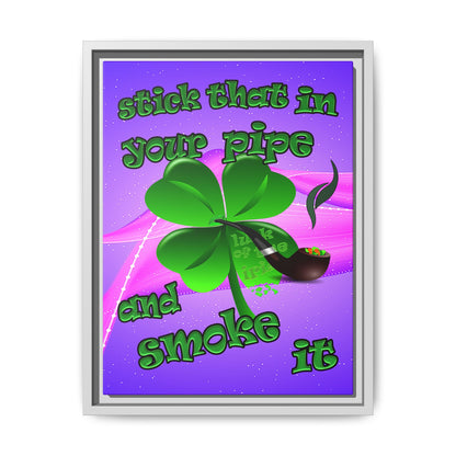 stick that in your pipe and smoke it - framed canvas art (purple-pink wave)
