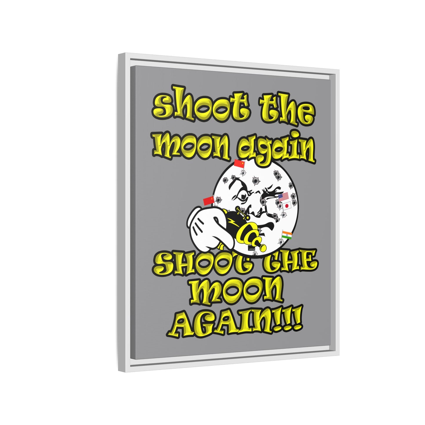 shoot the moon again - framed canvas art (grey)