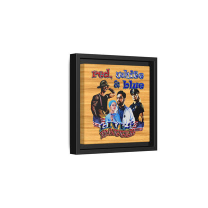 rw&b lives matter - framed canvas art (butterscotch wood finish)