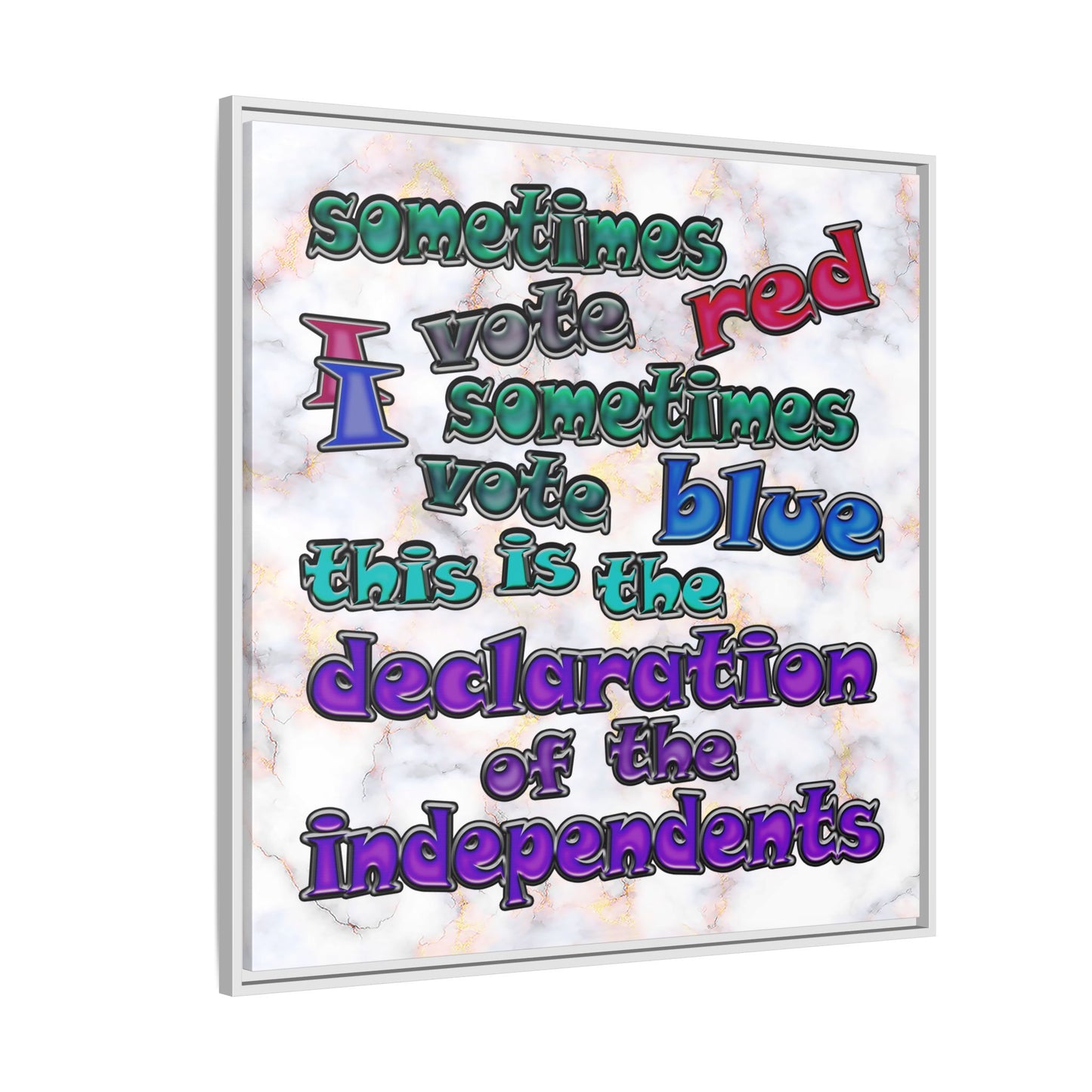 declaration of the independents - framed canvas art (white marble)