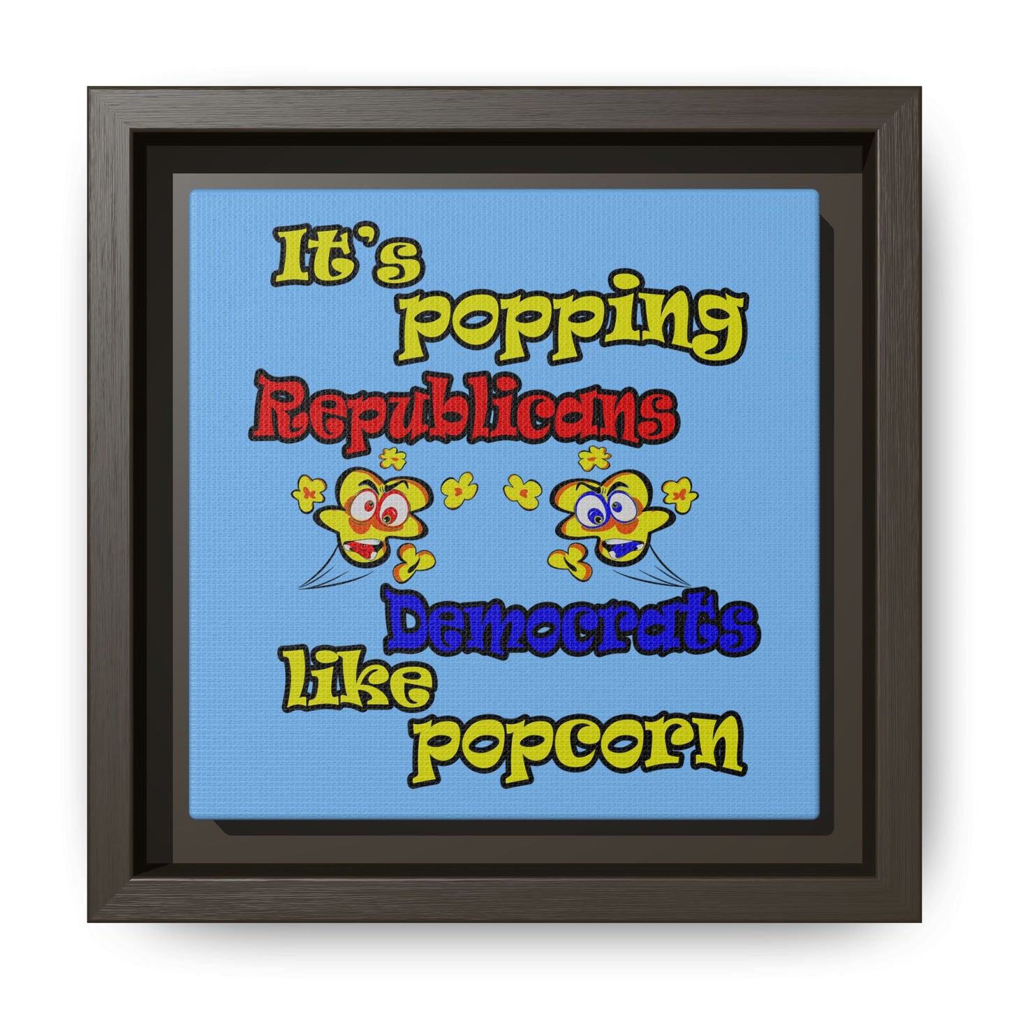 popping like popcorn - framed canvas art (light blue)