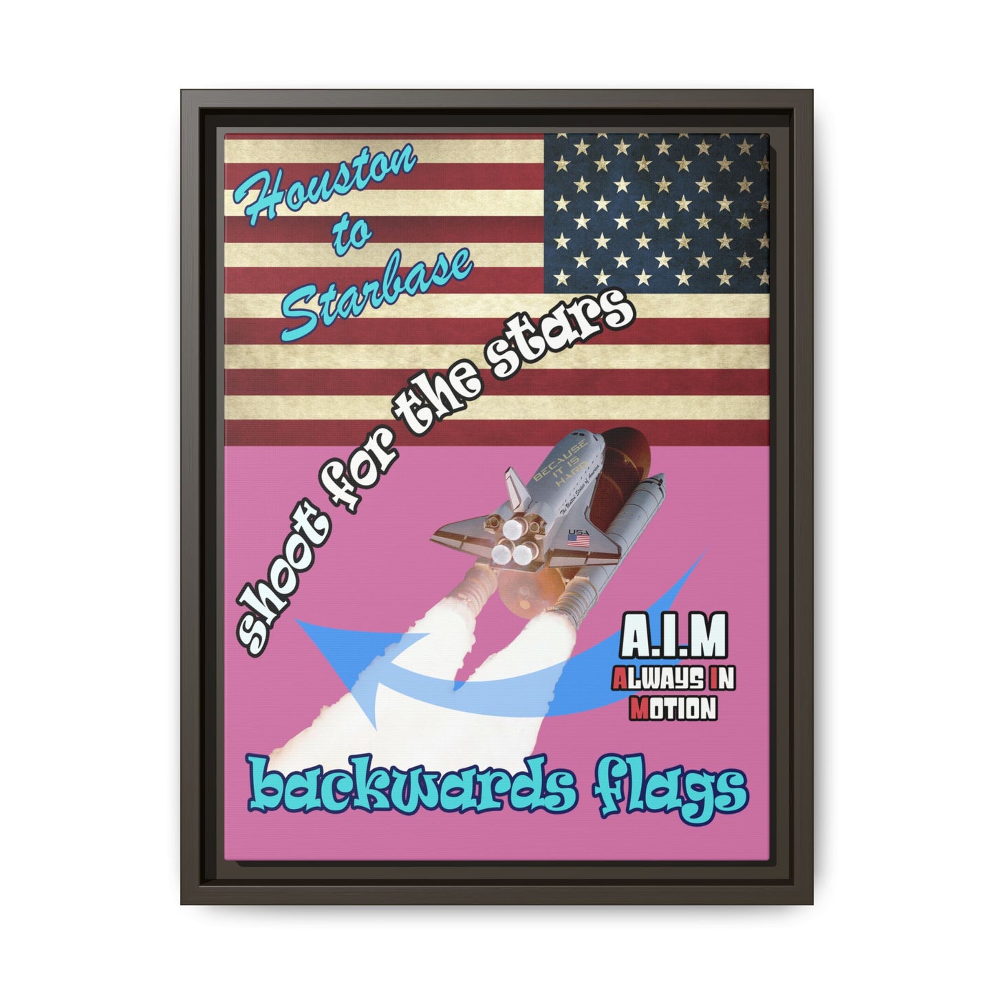 shoot for the stars - framed canvas art (light pink)