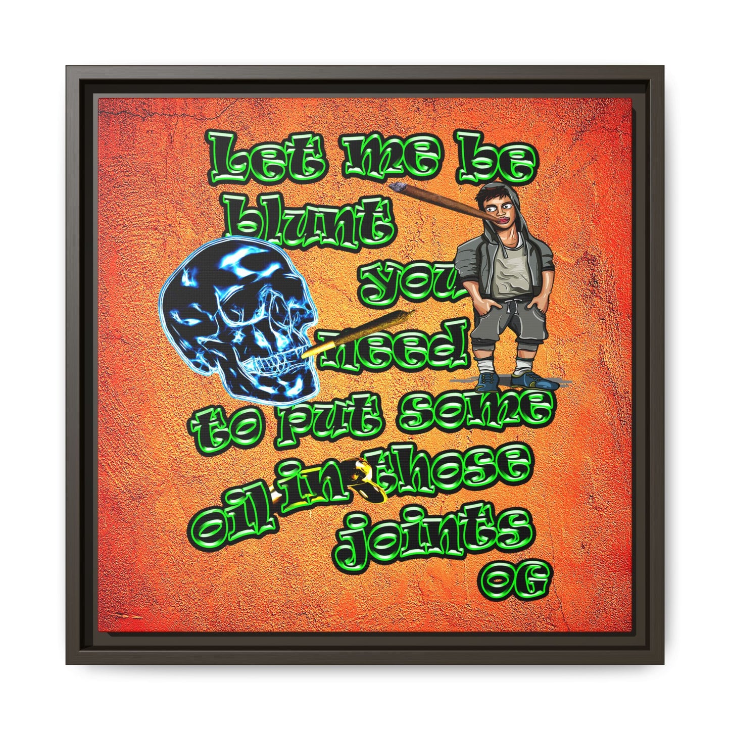 og - framed canvas art (burnt orange)