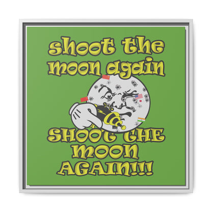 shoot the moon again - framed canvas art (green)