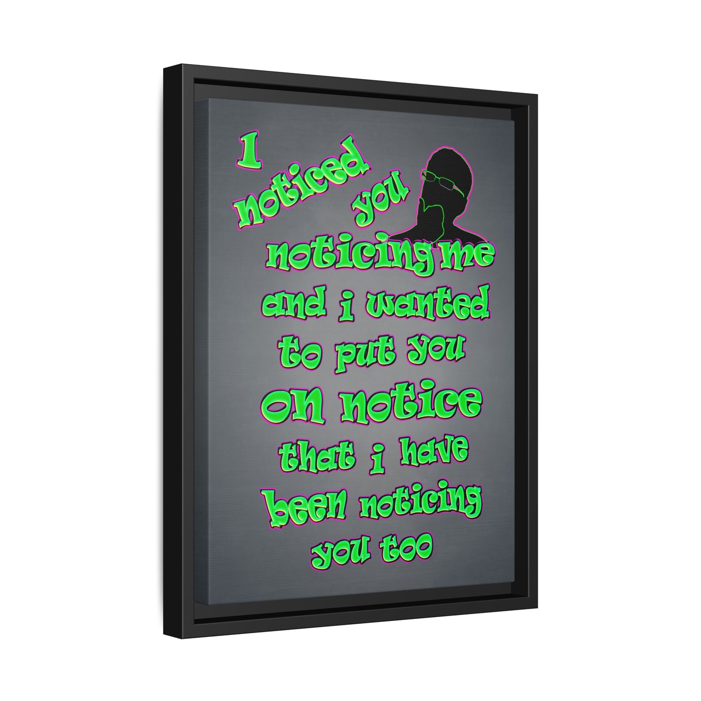 noticed you noticing - framed canvas art (grey-light grey)