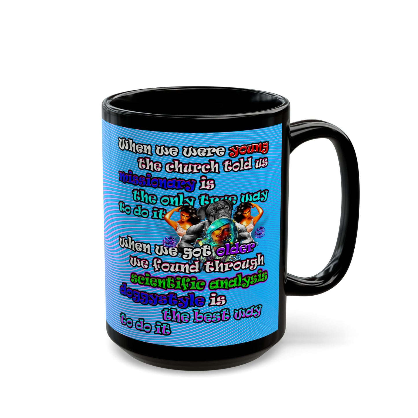 doggystyle - Black Mug (light blue-purple wave)