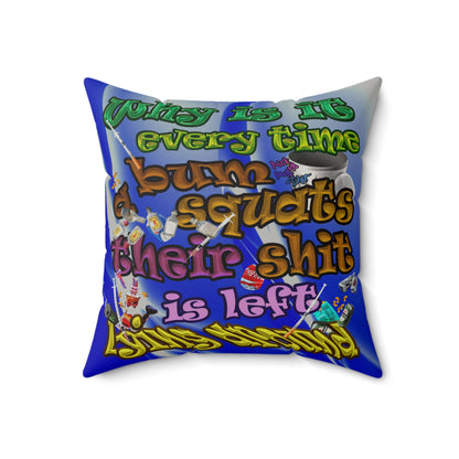 the bum's shit - Faux Suede Square Pillow - (blue-white wave)