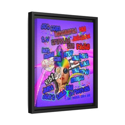 drop the beat - framed canvas art (purple-pink wave)